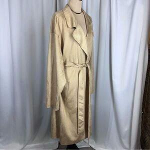 LuLaRoe Luxe Liliane Moleskin Vegan Suede Coat 3XL Tan Belted Super Soft NWT